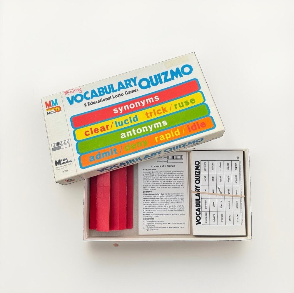 Vintage Media Materials Vocabulary Quizmo Synonyms Antonyms Learning Game